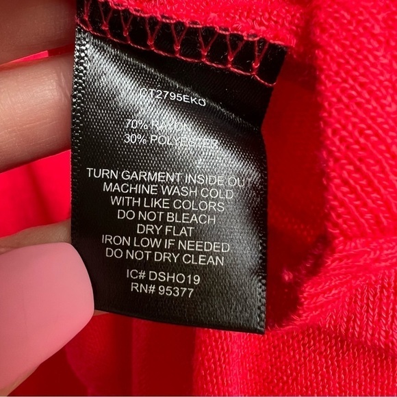 Sanctuary Women’s Cherry Red Gathered Knot Soft Knit Plunge Neck Sweater, Small - Picture 8 of 10